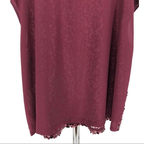 Lane Bryant Sequin Top Cap Sleeves Burgundy Blouse NWT - Picture 6 of 11